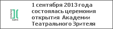1 сентября 2013 года состоялась церемония открытия Академии Театрального Зрителя