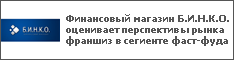 Финансовый магазин Б.И.Н.К.О. оценивает перспективы рынка франшиз в сегиенте фаст-фуда